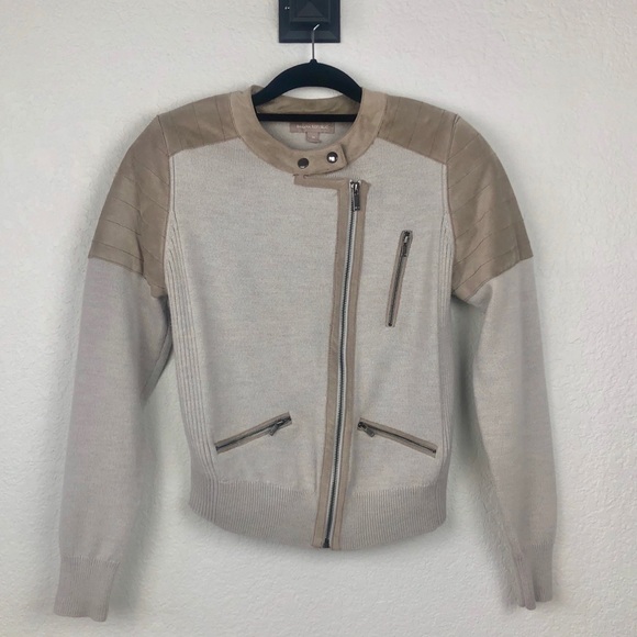 Banana Republic wool suede Moto sweater jacket - Picture 2 of 8